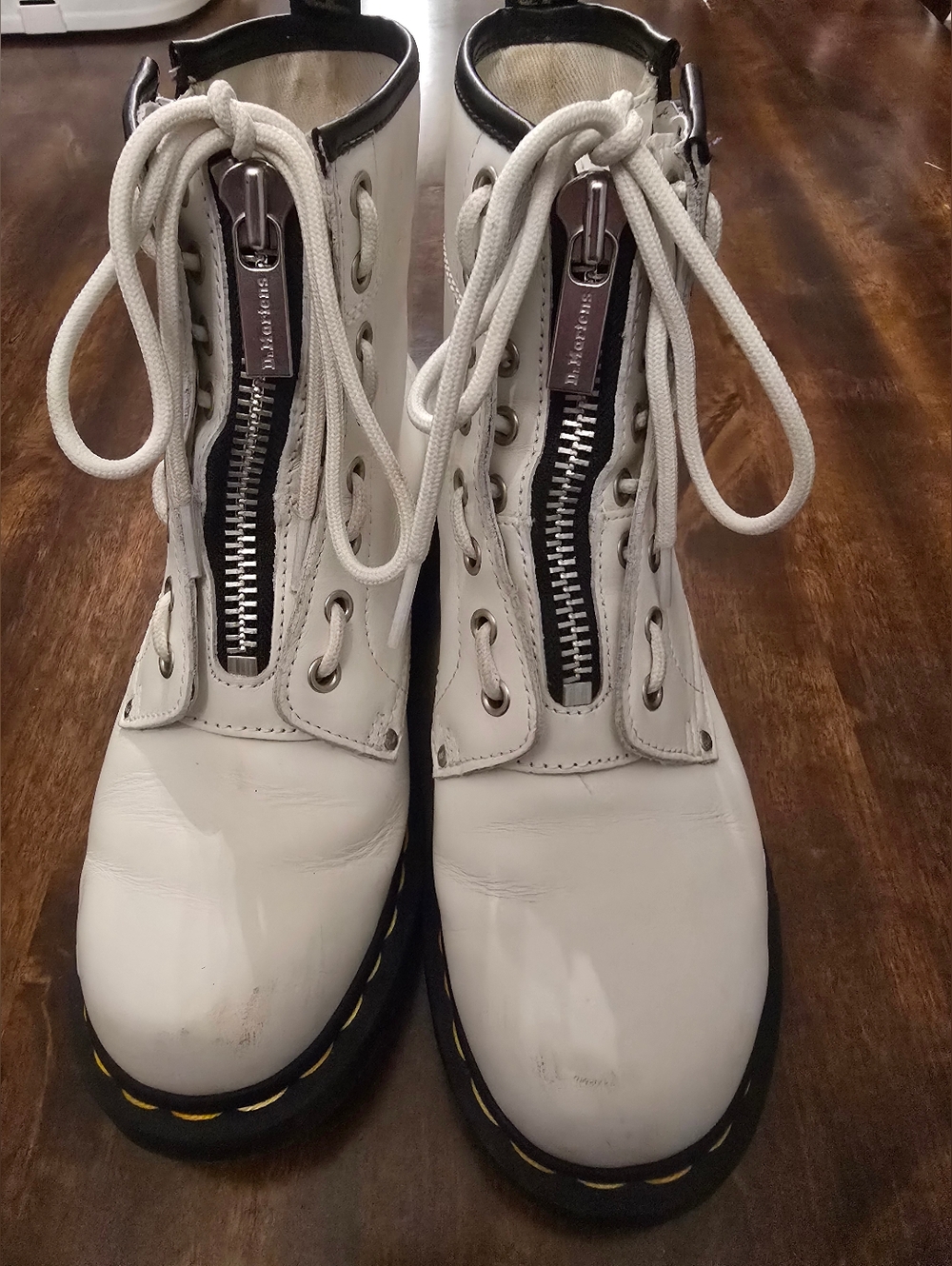 Dr. Martens Women's 1460 Twin Zip boots in white Sendal leather